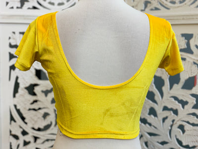 Yellow Velvet Stretchable Blouse - Sakkhi Style