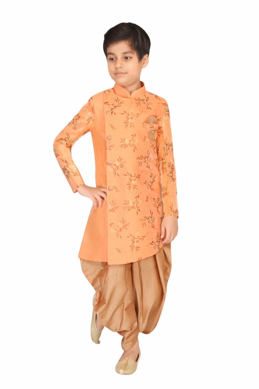 Peach and Gold Kurta Pyjama - Sakkhi Style