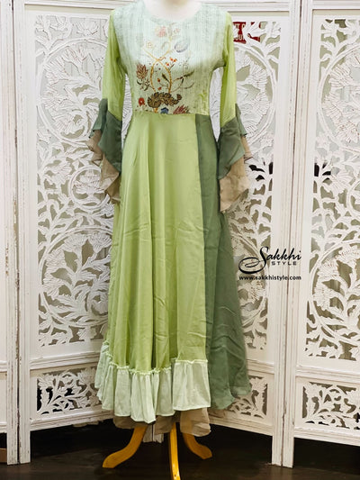 Pastel Green Anarkali Kurti - Sakkhi Style