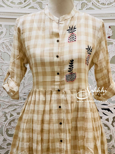 Checkered Cream Kurti/Gown - Sakkhi Style