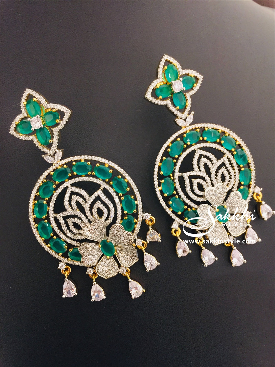 Gram Gold Chandbali Earrings with Semi Emeralds – Sakkhi Style