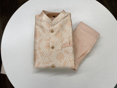 Peach and Gold Kurta Pyjama with Jacket - Sakkhi Style