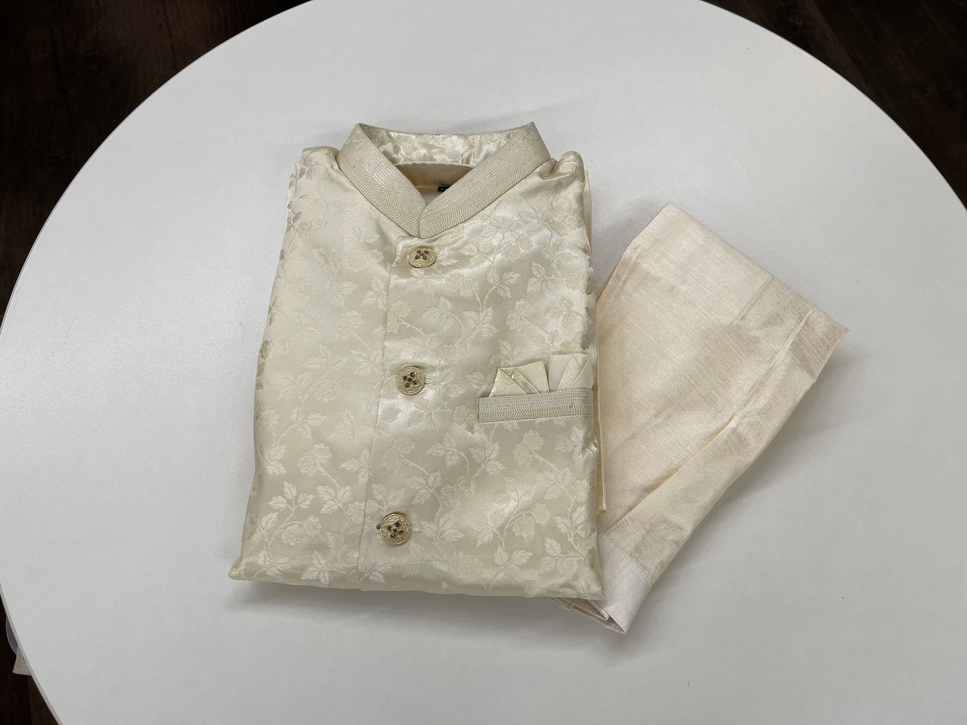 Cream Kurta Pyjama with Jacket - Sakkhi Style