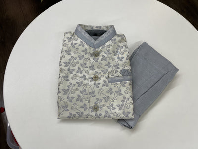 Grey and Silver Kurta Pyjama with Jacket - Sakkhi Style