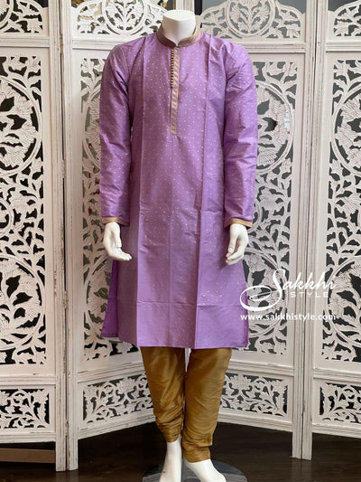 Lavender and Gold Kurta Pyjama - Sakkhi Style