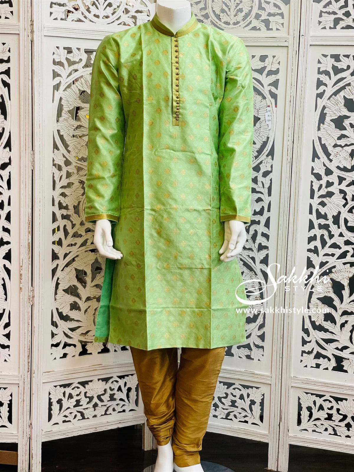 Green and Gold Kurta Pyjama - Sakkhi Style
