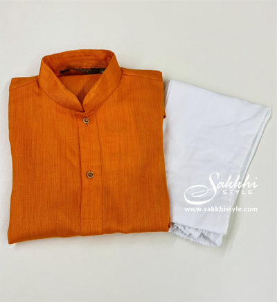 Orange and White Kurta Pyjama - Sakkhi Style