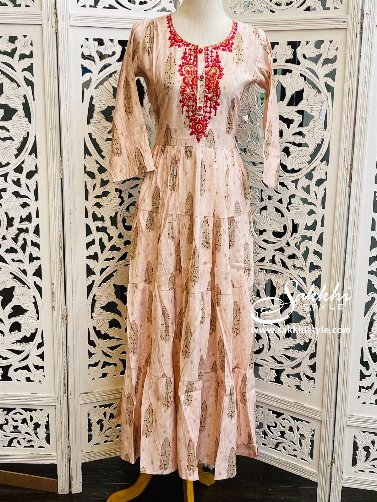 Pink Floral Kurti/Gown - Sakkhi Style