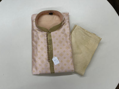 Pastel Pink and Light Gold Kurta Pyjama - Sakkhi Style