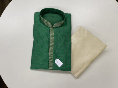 Green and Light Gold Kurta Pyjama - Sakkhi Style