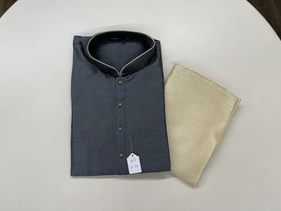 Dark Grey and Light Gold Kurta Pyjama - Sakkhi Style