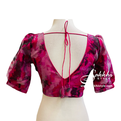 Purple puff sleeve blouse - Sakkhi Style