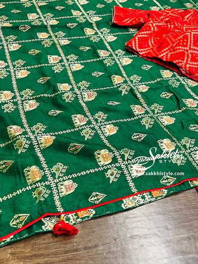 Green Patola Design Saree - Sakkhi Style