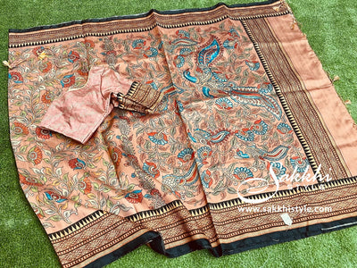 Pastel Pink Kalamkari Digital Print Saree - Sakkhi Style