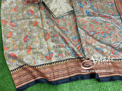 Golden Granola Kalamkari Digital Print Saree - Sakkhi Style