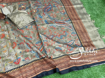 Golden Granola Kalamkari Digital Print Saree - Sakkhi Style