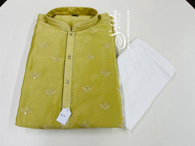 Mustard Self Design Kurta with Pyjamas - Sakkhi Style