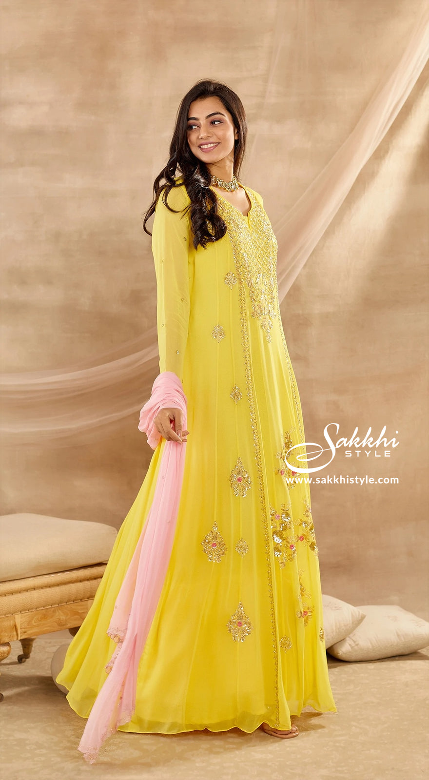 Corn Yellow Anarkali Set - Sakkhi Style