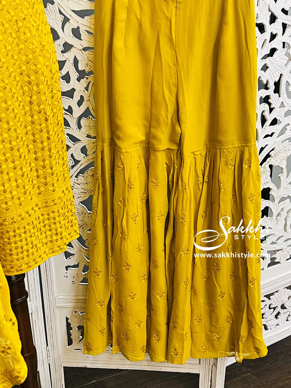 Mustard Sleeveless Sharara Suit - Sakkhi Style