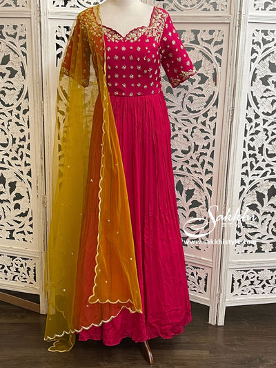 Deep Pink Anarkali Suit - Sakkhi Style