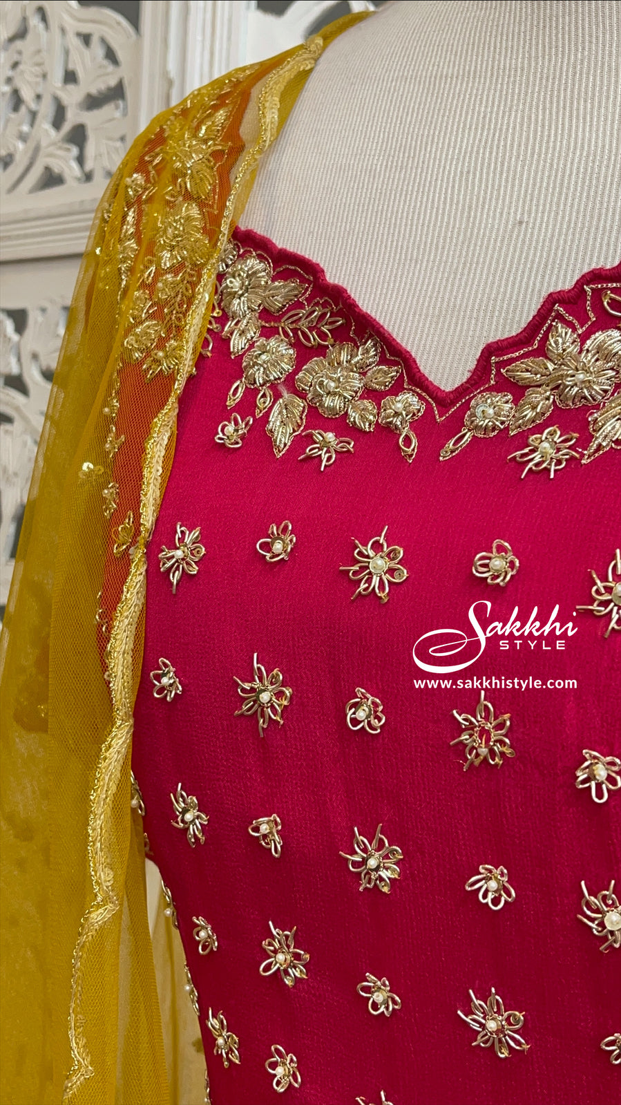 Deep Pink Anarkali Suit - Sakkhi Style