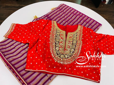 Pink Tissue Leheriya Saree - Sakkhi Style