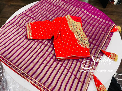 Pink Tissue Leheriya Saree - Sakkhi Style