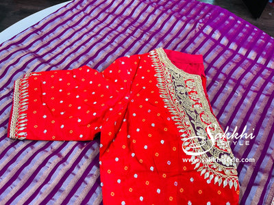 Pink Tissue Leheriya Saree - Sakkhi Style