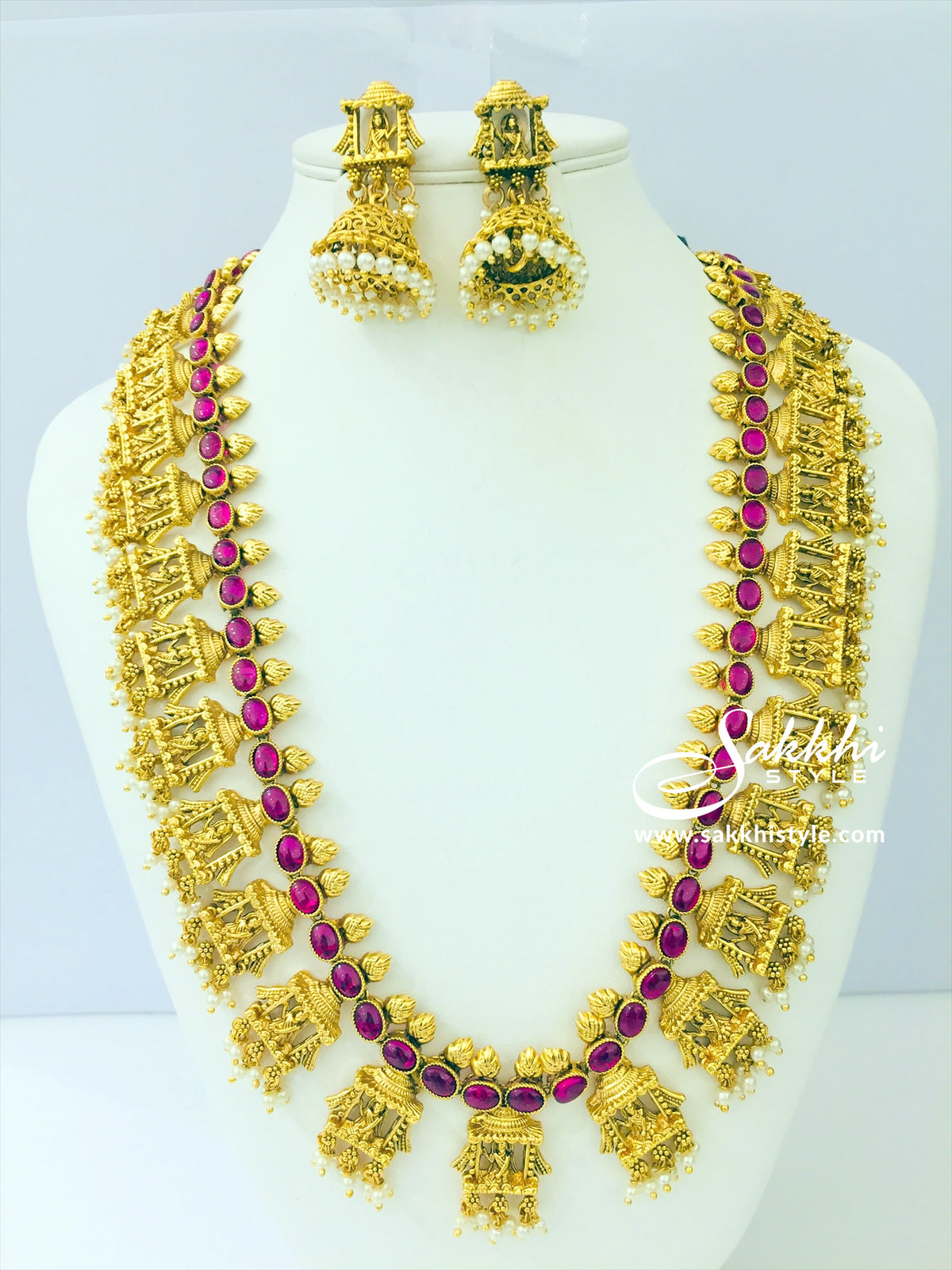 Antique Long Necklace Set - Sakkhi Style