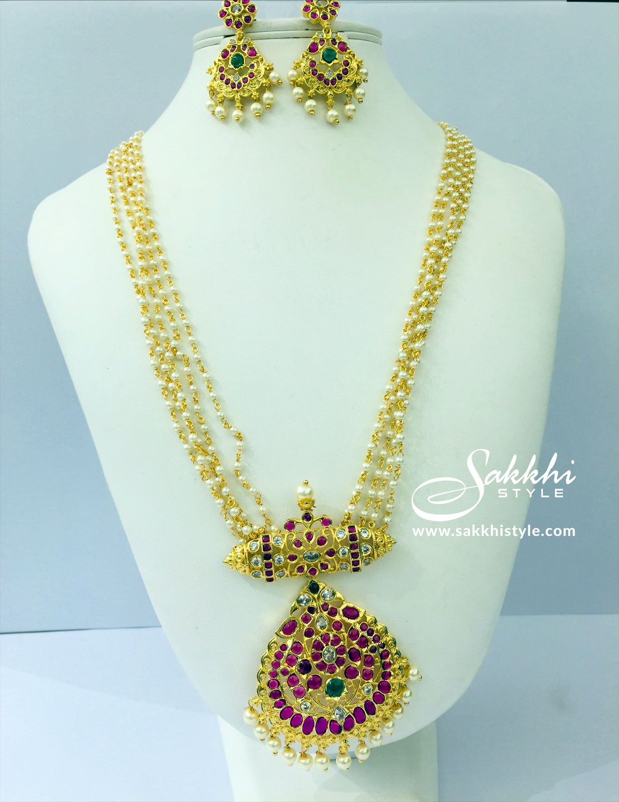 Pearl Beads Long Necklace - Sakkhi Style