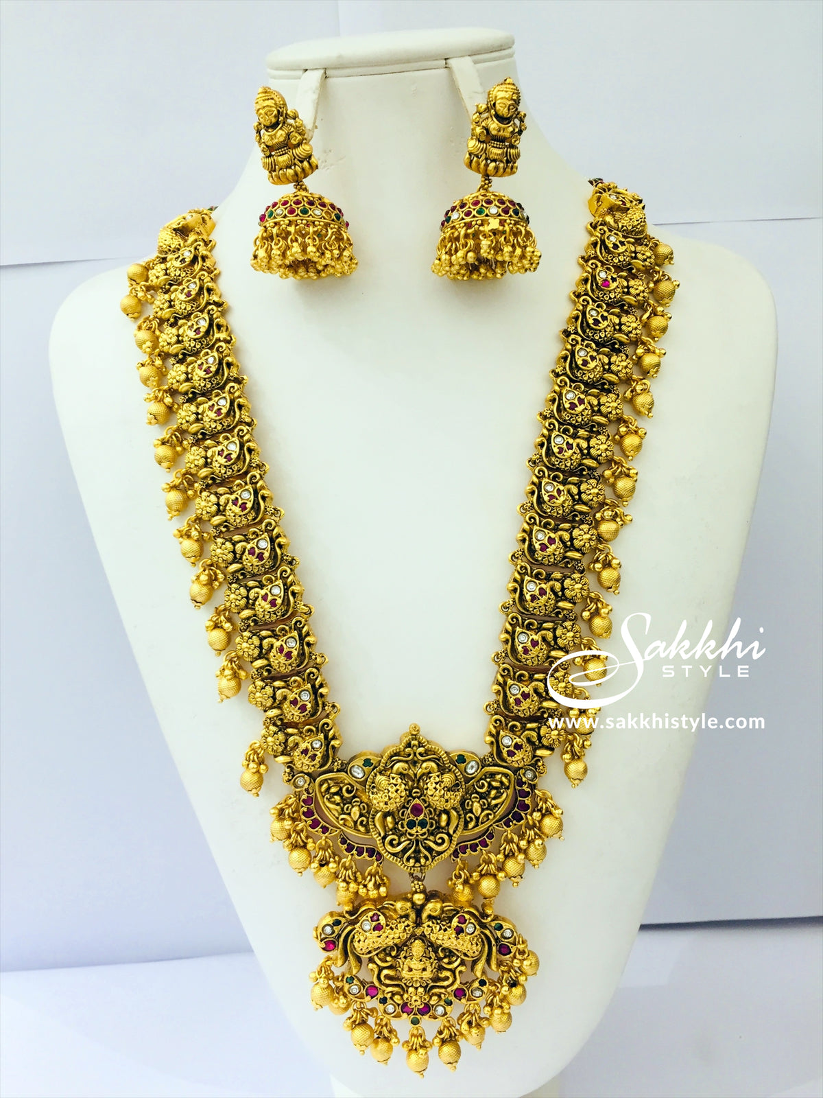 Goddess Lakshmi Long Necklace Set - Sakkhi Style