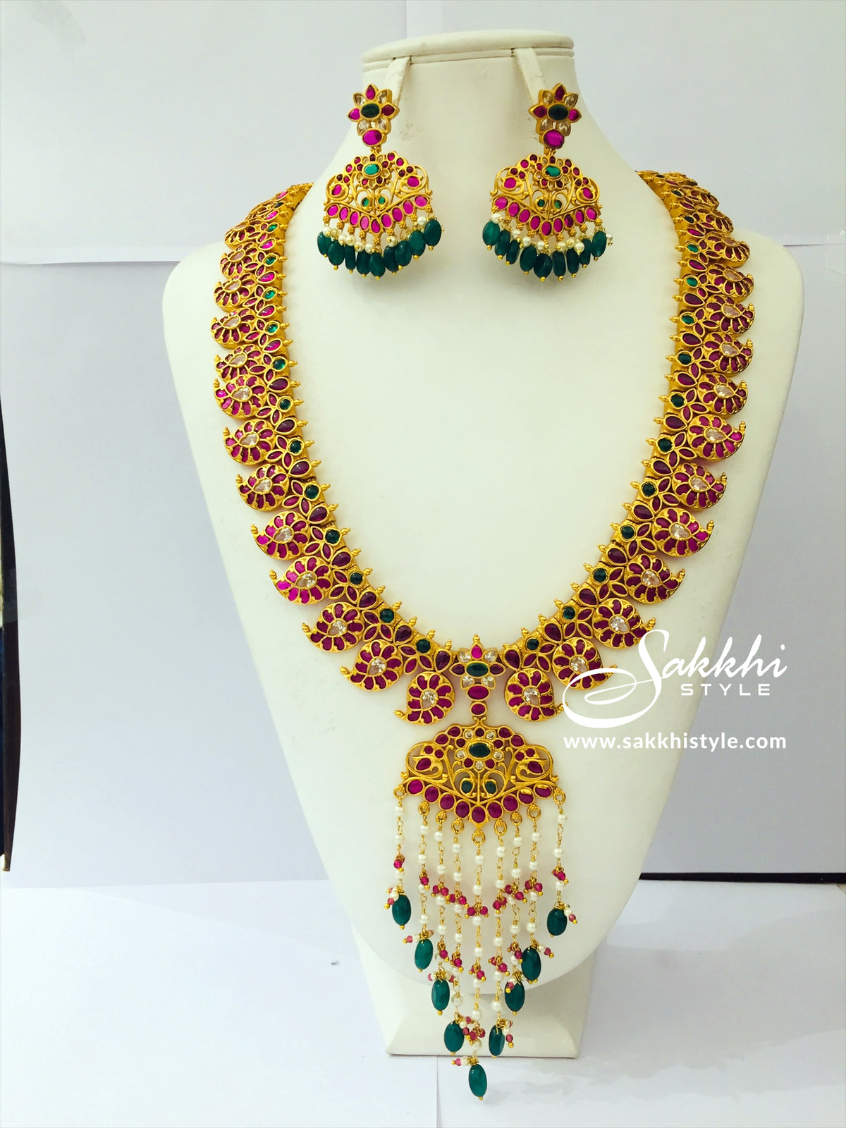 Mango Mala Long Necklace Set - Sakkhi Style