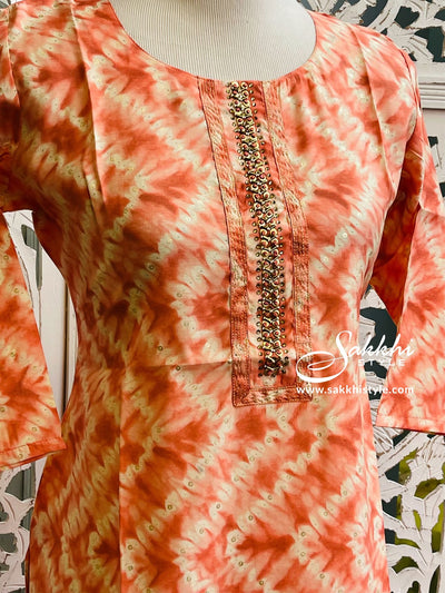 Rose Tie-Dye Straight Kurti - Sakkhi Style