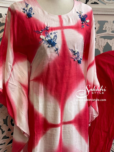 Pink & White Kaftan Suit - Sakkhi Style