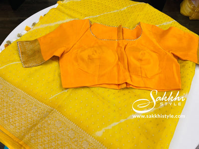 Light Yellow Tussar Silk Saree - Sakkhi Style