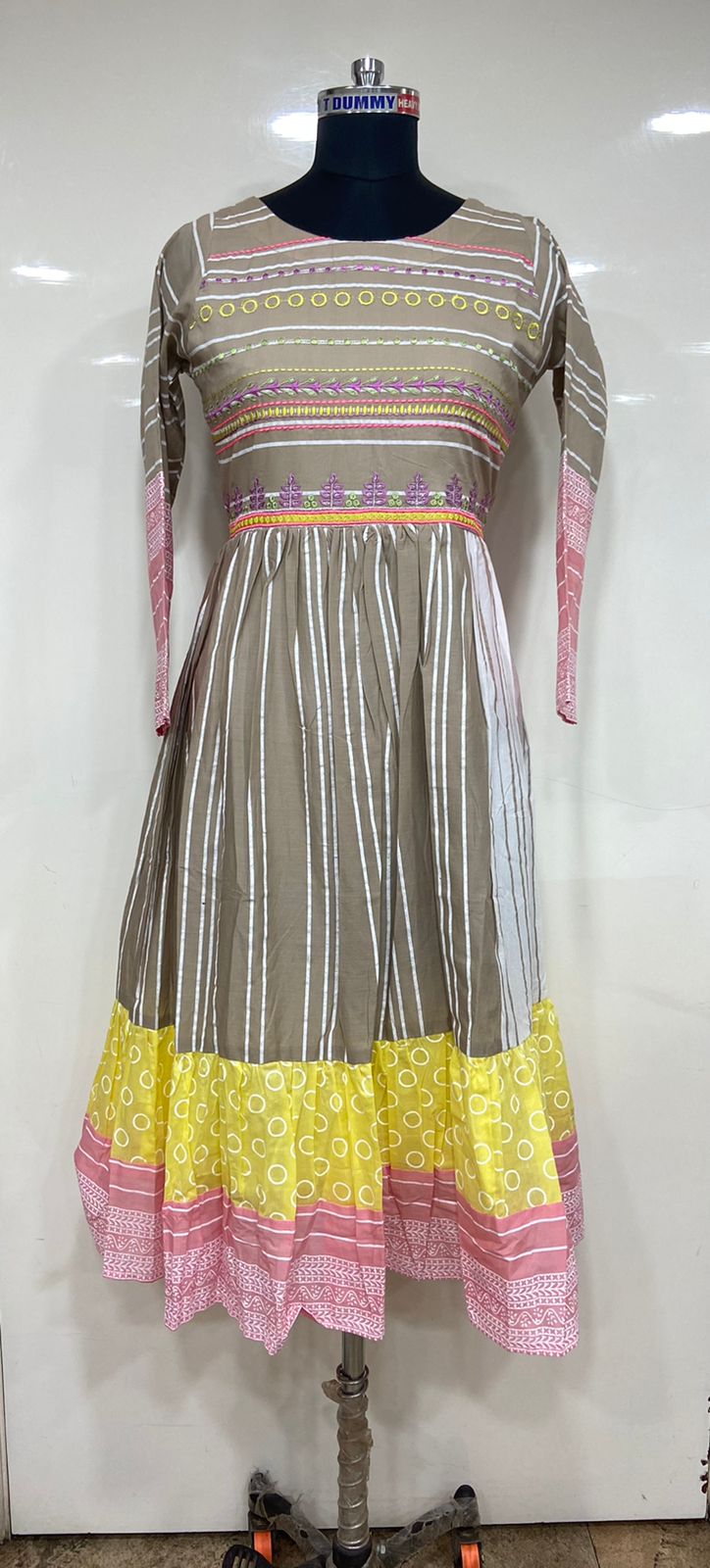 Beige Stripes Gown - Sakkhi Style
