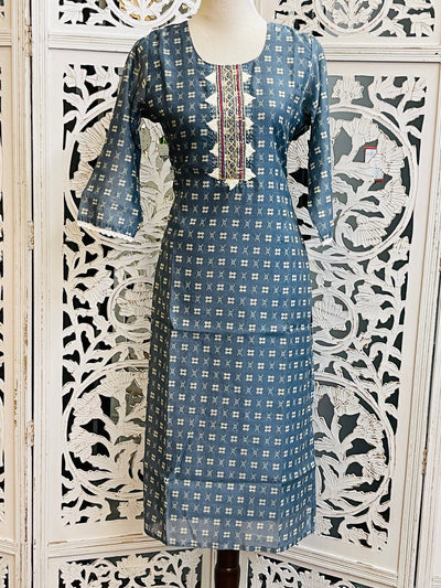 Light Blue Straight Kurti - Sakkhi Style
