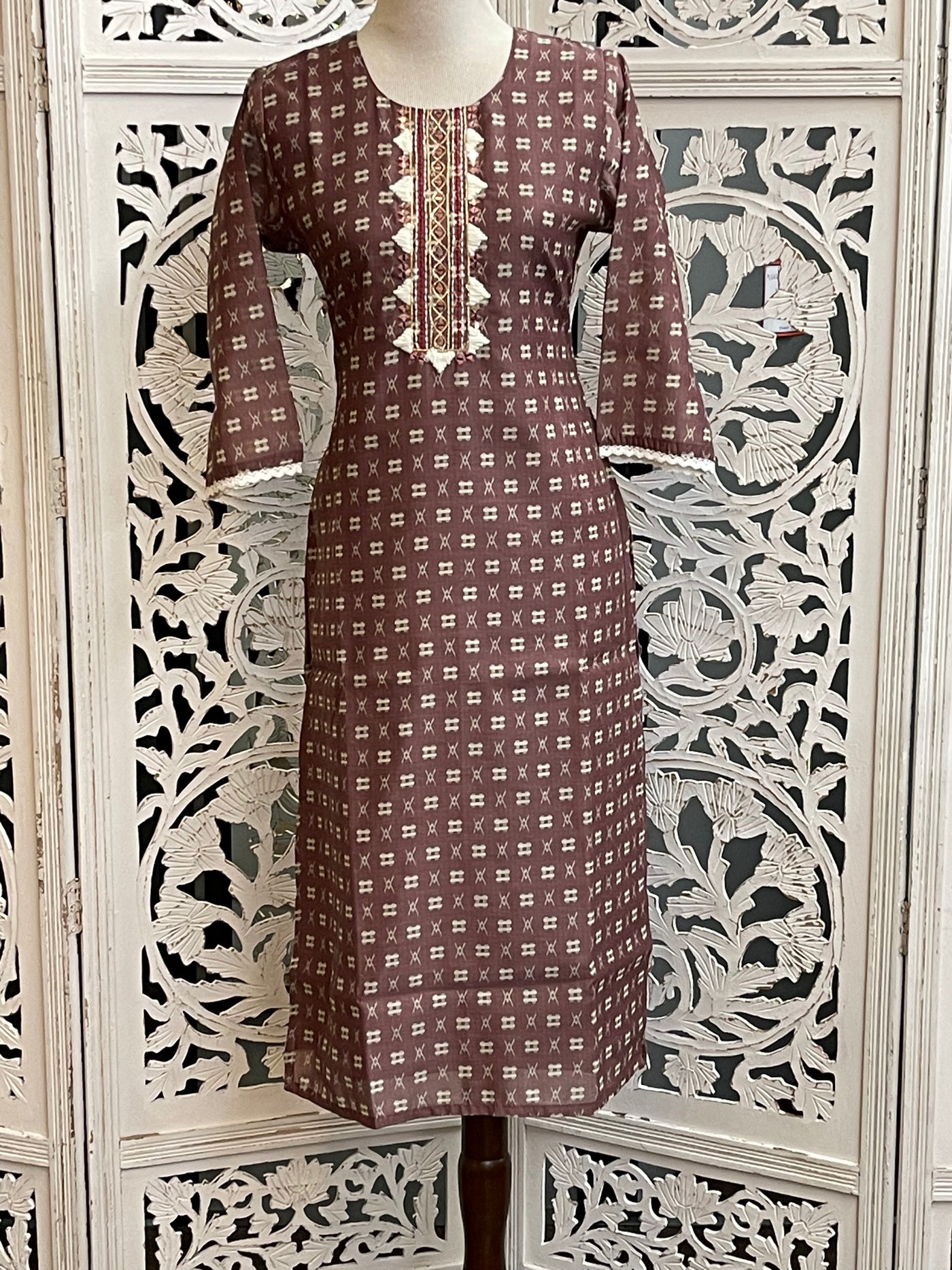 Light Brown Straight Kurti - Sakkhi Style