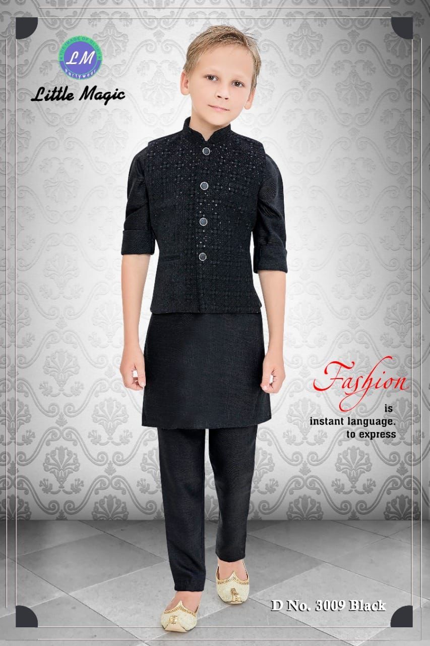 Black Kurta Pyjama With Jacket - Sakkhi Style