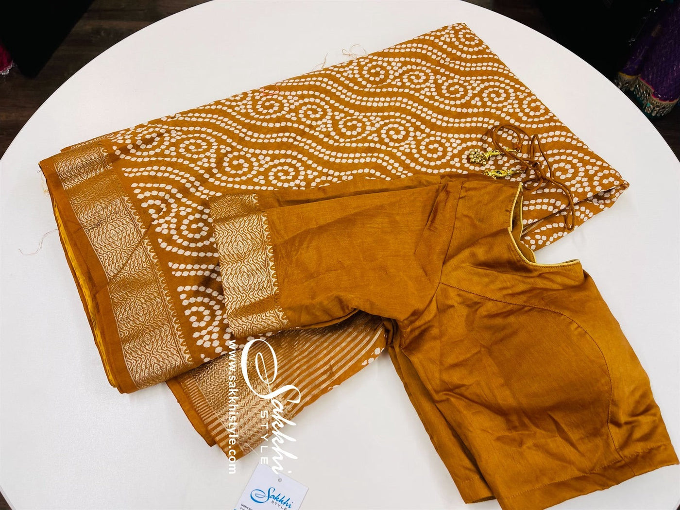Mustard Bandhani Binny Silk Saree - Sakkhi Style