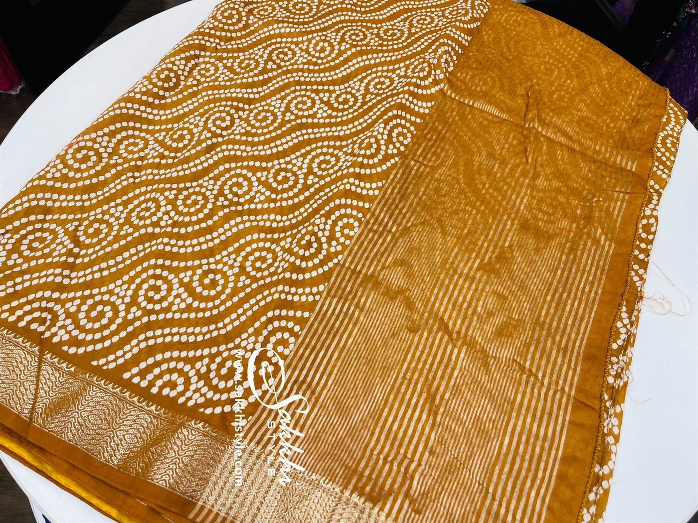 Mustard Bandhani Binny Silk Saree - Sakkhi Style