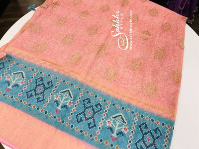 Pastel Pink Kora Silk Saree - Sakkhi Style