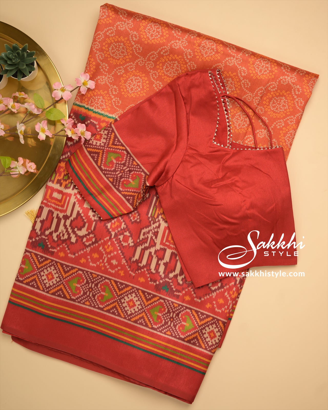 Orange Color Semi Patola Silk Saree - Sakkhi Style