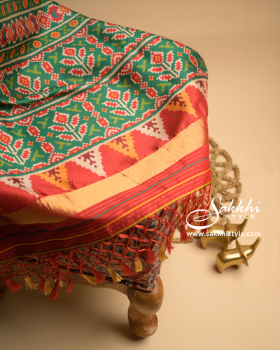 Red Color Semi Patola Silk Saree - Sakkhi Style