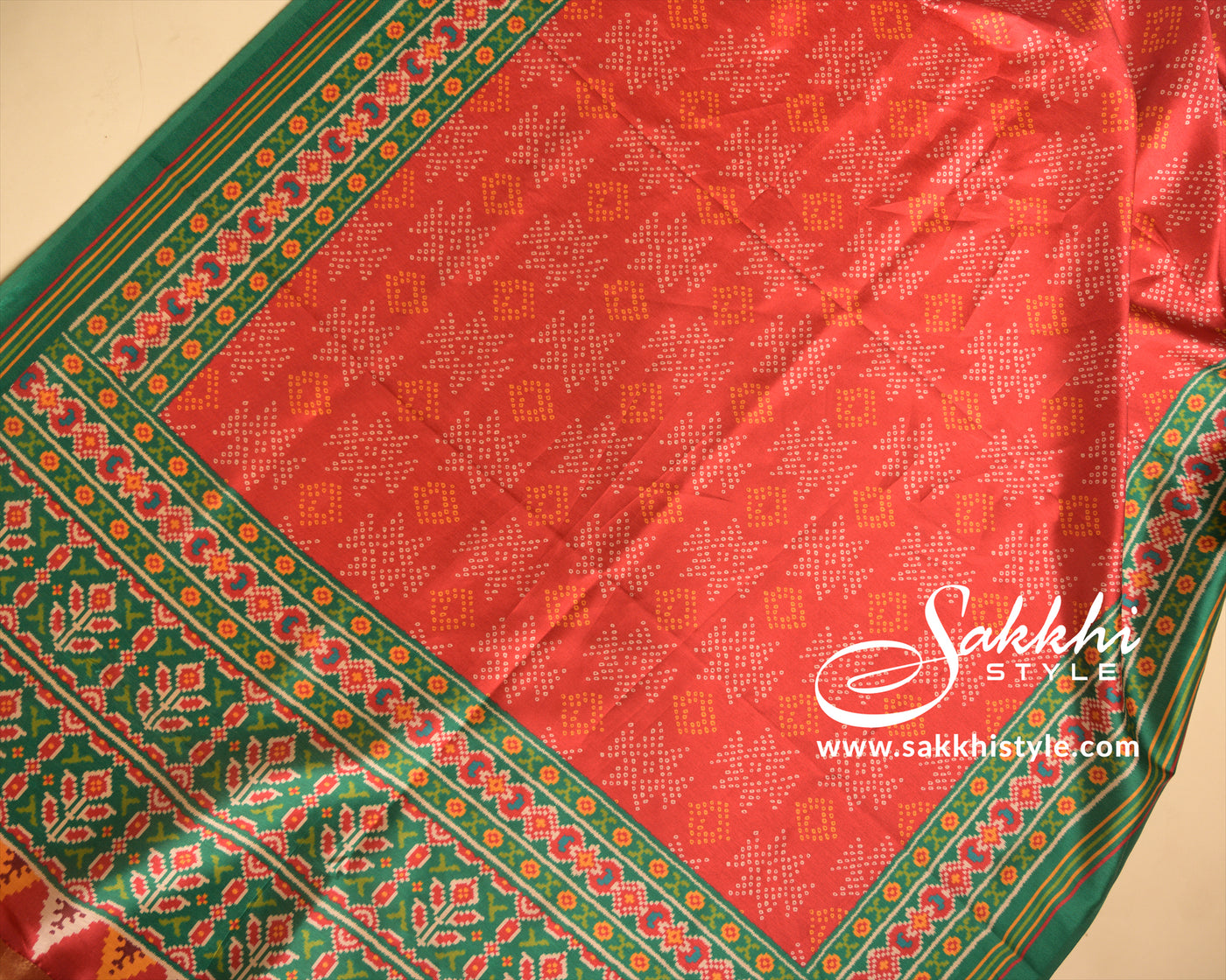 Red Color Semi Patola Silk Saree - Sakkhi Style