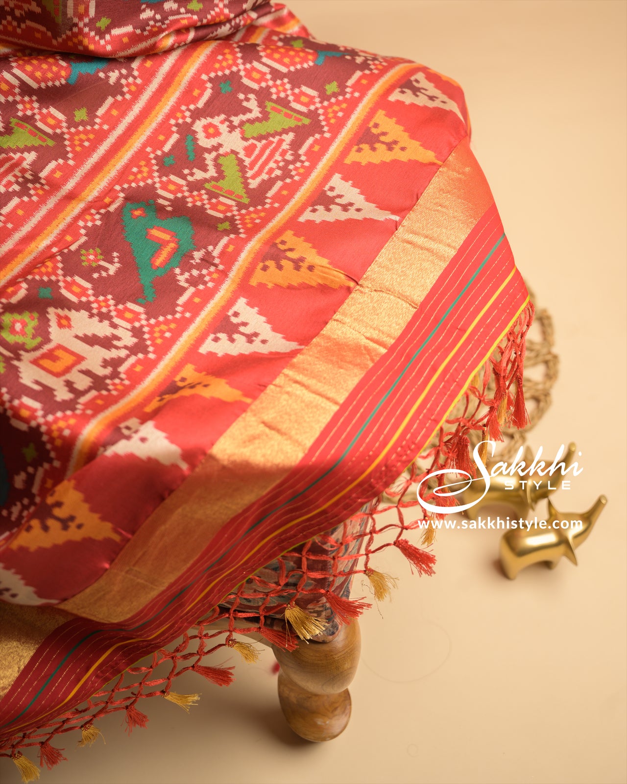 Mustard Color Semi Patola Silk Saree - Sakkhi Style