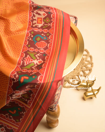 Mustard Color Semi Patola Silk Saree - Sakkhi Style