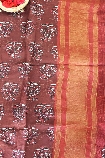 Brown Chiffon Saree - Sakkhi Style