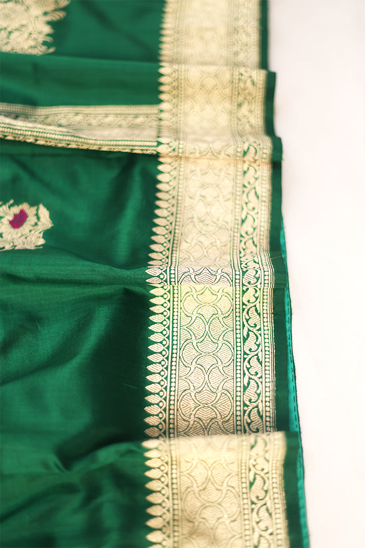Green Katan Silk saree - Sakkhi Style