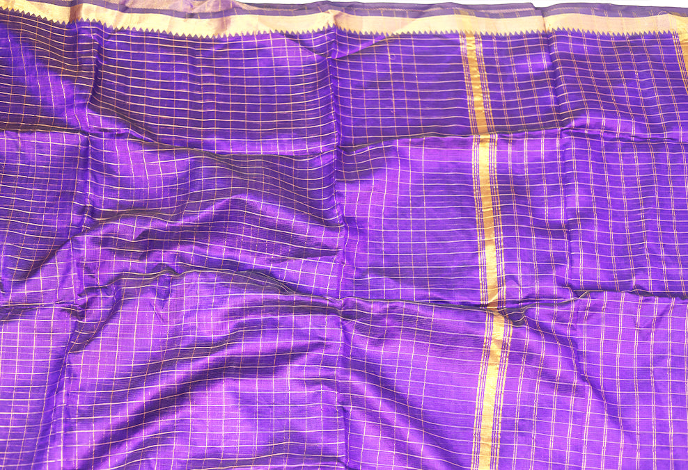 Blue Mysore silk saree - Sakkhi Style